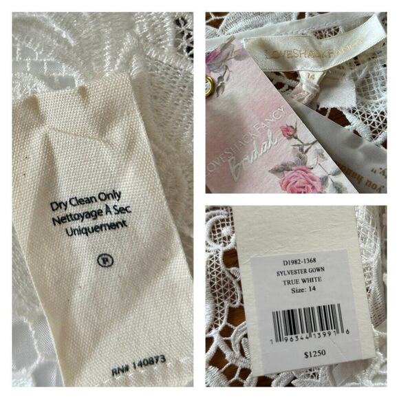 LoveShackFancy Bridal Sylvester Lace Guipure Plunge V Wedding Gown Size 14 NWT - Picture 13 of 14